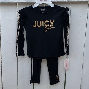 NWT Juicy Couture Girls 2 Piece‎ Legging Set Black/Gold